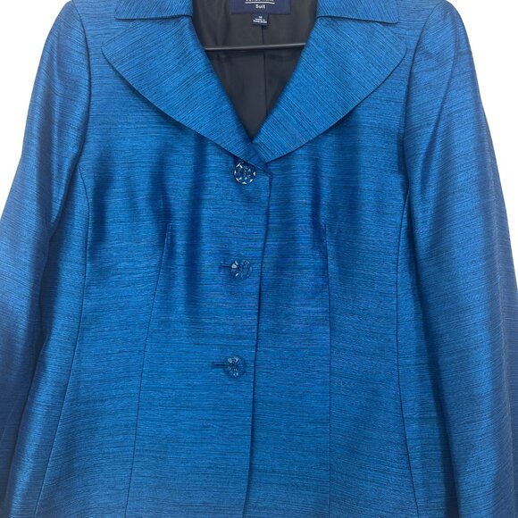 Jones Wear Womens Metallic Royal Blue Button-Front Suit Jacket Size 10 Formal - Picture 10 of 13